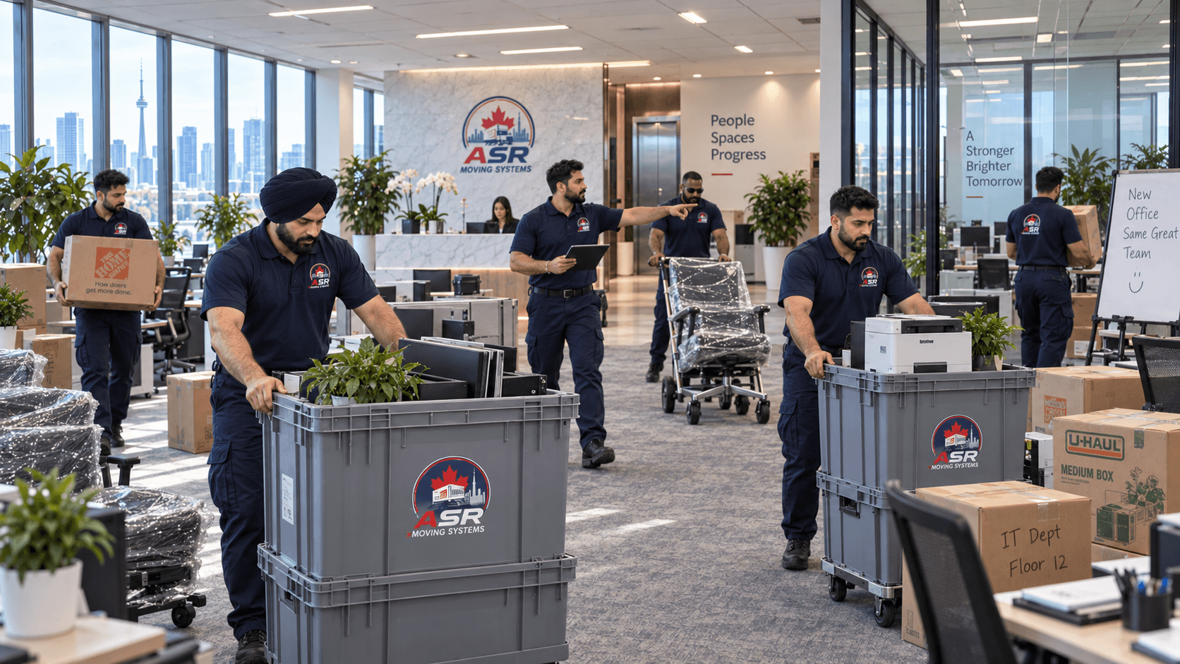 ASR office moving crew coordinating a large workplace relocation in Toronto